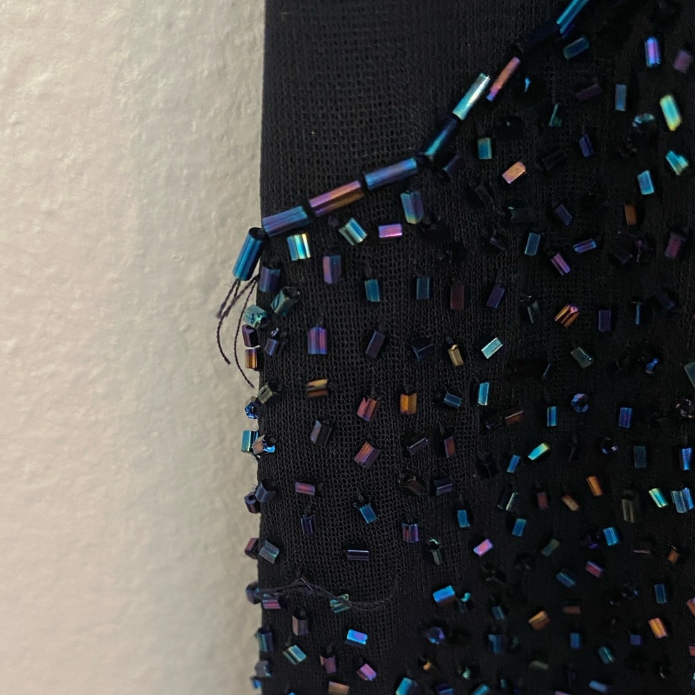 City Triangles navy beaded one shoulder maxi dress size 7 y2k prom winter formal - Picture 7 of 9